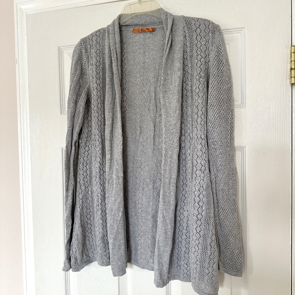 Belldini Fine Knit Grey Open Cardigan Size Large